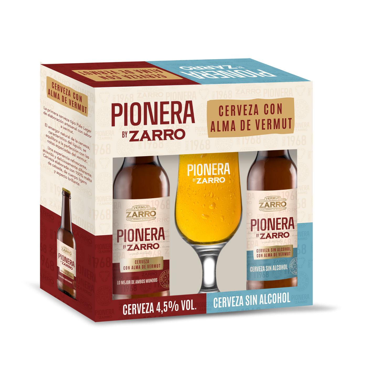 Pack Cerveza Pionera con y sin alcohol + Copa