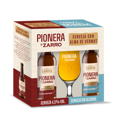 Pack Cerveza Pionera con y sin alcohol + Copa
